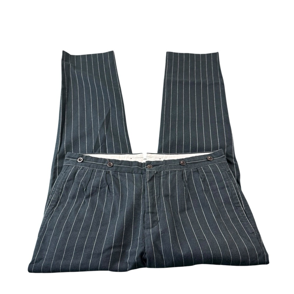 Polo Ralph Lauren Side Tab Black Striped Cotton Wool Blend Engineering 33x32 - Picture 2 of 7
